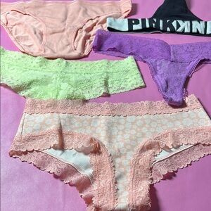 Victoria's Secret Panties Set - Peach, Lime, Purple, Black